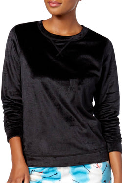 HUE Black Plush Fleece Lounge Top thumbnail 1