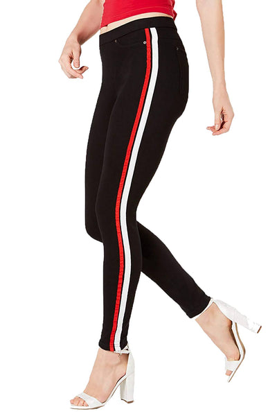 HUE Black Racer-Stripe Original Denim Legging