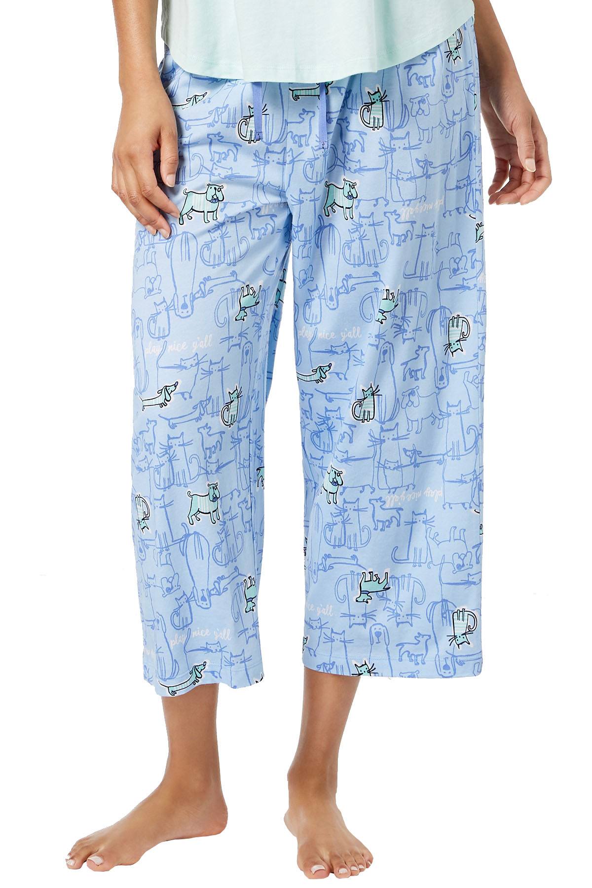 HUE Chambray-Blue Play-Nice Printed Capri Pajama Pant