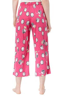 HUE Fuchsia Coconut Printed Capri Sleep Pant thumbnail 3