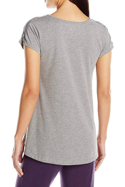 HUE Heather-Grey Short-Sleeve Lace-Trim Pajama Tee thumbnail 4