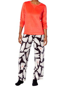 HUE Lollipop-Red Sueded Fleece Top and Bear-Printed Pant 3-Piece Pajama Set thumbnail 1