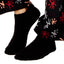HUE Lollipop-Red Sueded Fleece Top and Black Fuzzy Slipper Socks 2-Piece Set