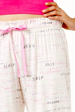 HUE Off-White Printed Ruffle-Waist Pajama Pant thumbnail 3