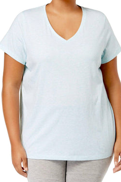HUE PLUS Aqua-Heather V-Neck Pajama Top thumbnail 1