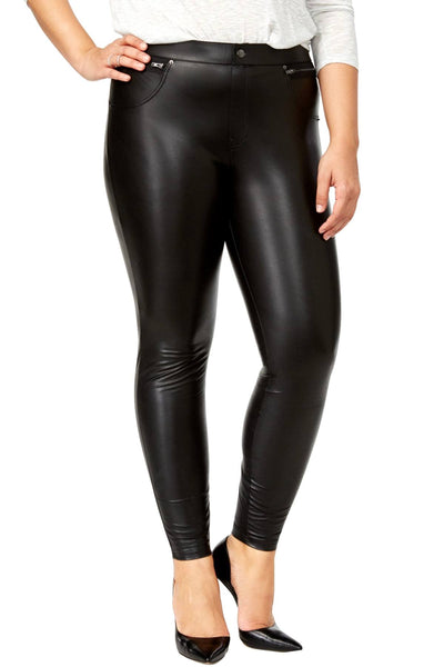 HUE PLUS Black Leatherette Legging