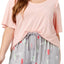 HUE PLUS Blossom Pink Bell Ruffled Sleeve Lounge Top