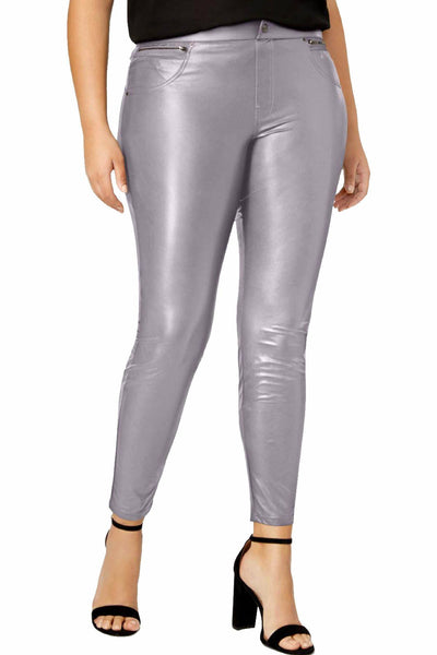 HUE PLUS Filament-Grey Leatherette Legging