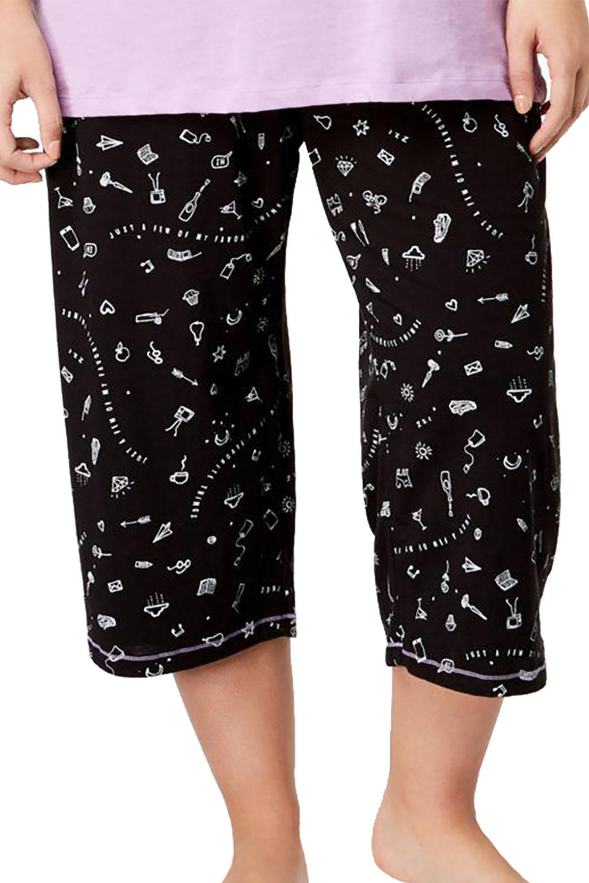 HUE PLUS Lilac/Black Printed Capri Pajama Set