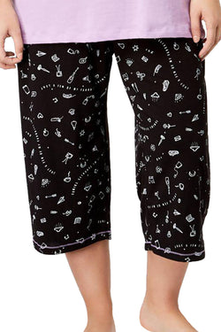 HUE PLUS Lilac/Black Printed Capri Pajama Set thumbnail 4