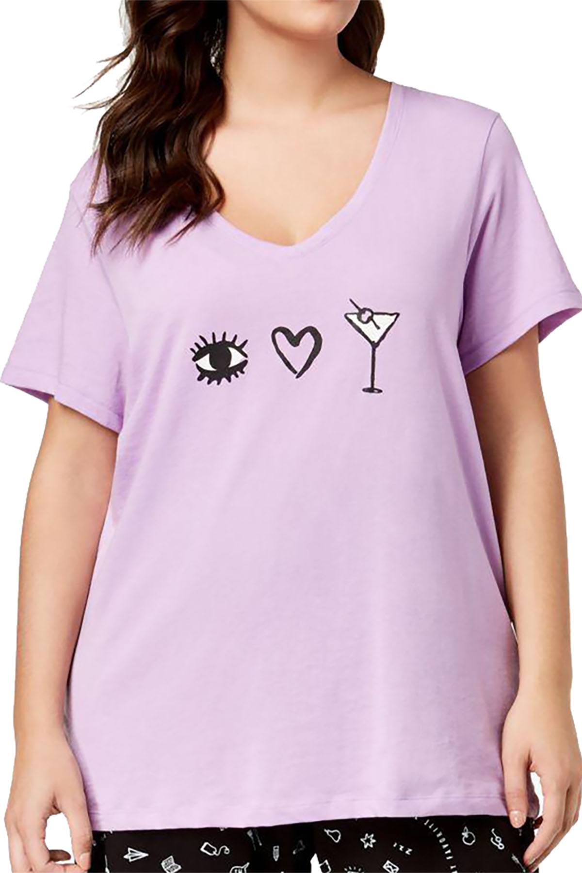 HUE PLUS Lilac/Black Printed Capri Pajama Set