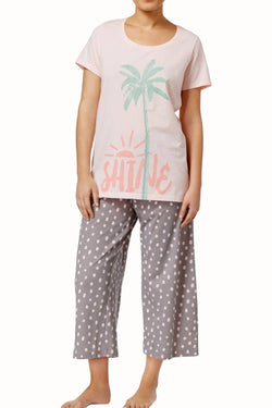 HUE PLUS Rose-Quartz Flamingo/Polka-Dot Printed PJ 2-Piece Set thumbnail 2