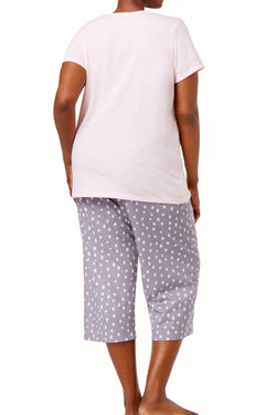 HUE PLUS Rose-Quartz Flamingo/Polka-Dot Printed PJ 2-Piece Set thumbnail 4