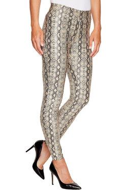 HUE Taupe Python Embossed-Print Leatherette Legging thumbnail 3
