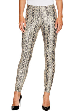 HUE Taupe Python Embossed-Print Leatherette Legging thumbnail 2