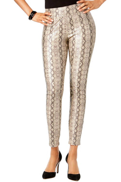 HUE Taupe Python Embossed-Print Leatherette Legging thumbnail 1