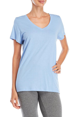 HUE Tidal-Blue Solid V-Neck Tee thumbnail 4