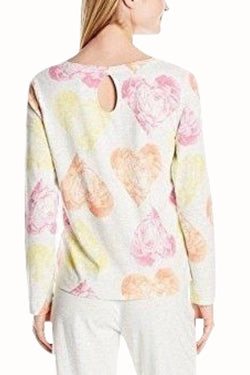 HUE Whitesand-Heather Keyhole-Back Rose-Hearts Lounge Top thumbnail 4