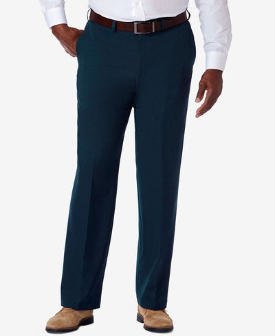 Haggar Big & Tall Cool 18pro Classic-fit Expandable Waist Flat Front Stretch Dress Pants Navy