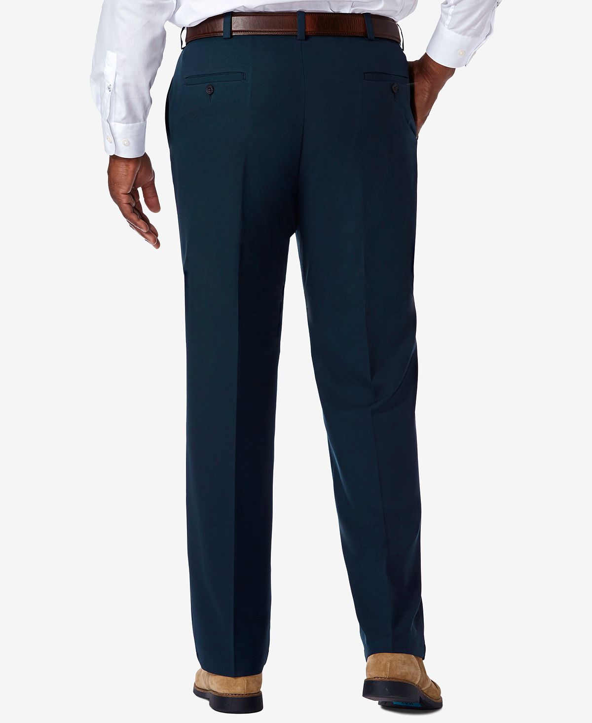 Haggar Big & Tall Cool 18pro Classic-fit Expandable Waist Flat Front Stretch Dress Pants Navy