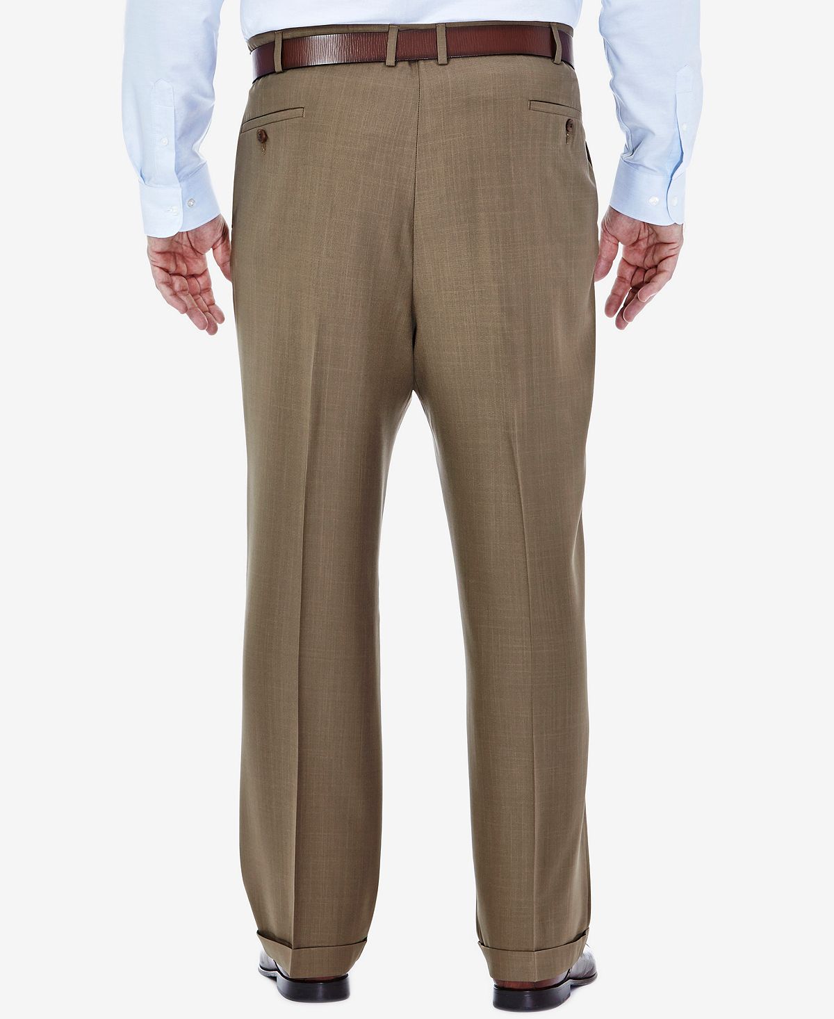Haggar Big & Tall Eclo Stria Classic-fit Pleated Hidden Expandable Waistband Dress Pants Khaki
