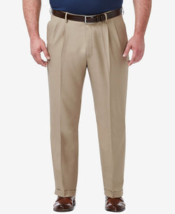 Haggar Big & Tall Premium Comfort Stretch Classic-fit Solid Pleated Dress Pants Med Khaki thumbnail 1