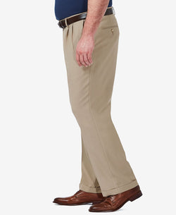 Haggar Big & Tall Premium Comfort Stretch Classic-fit Solid Pleated Dress Pants Med Khaki thumbnail 3