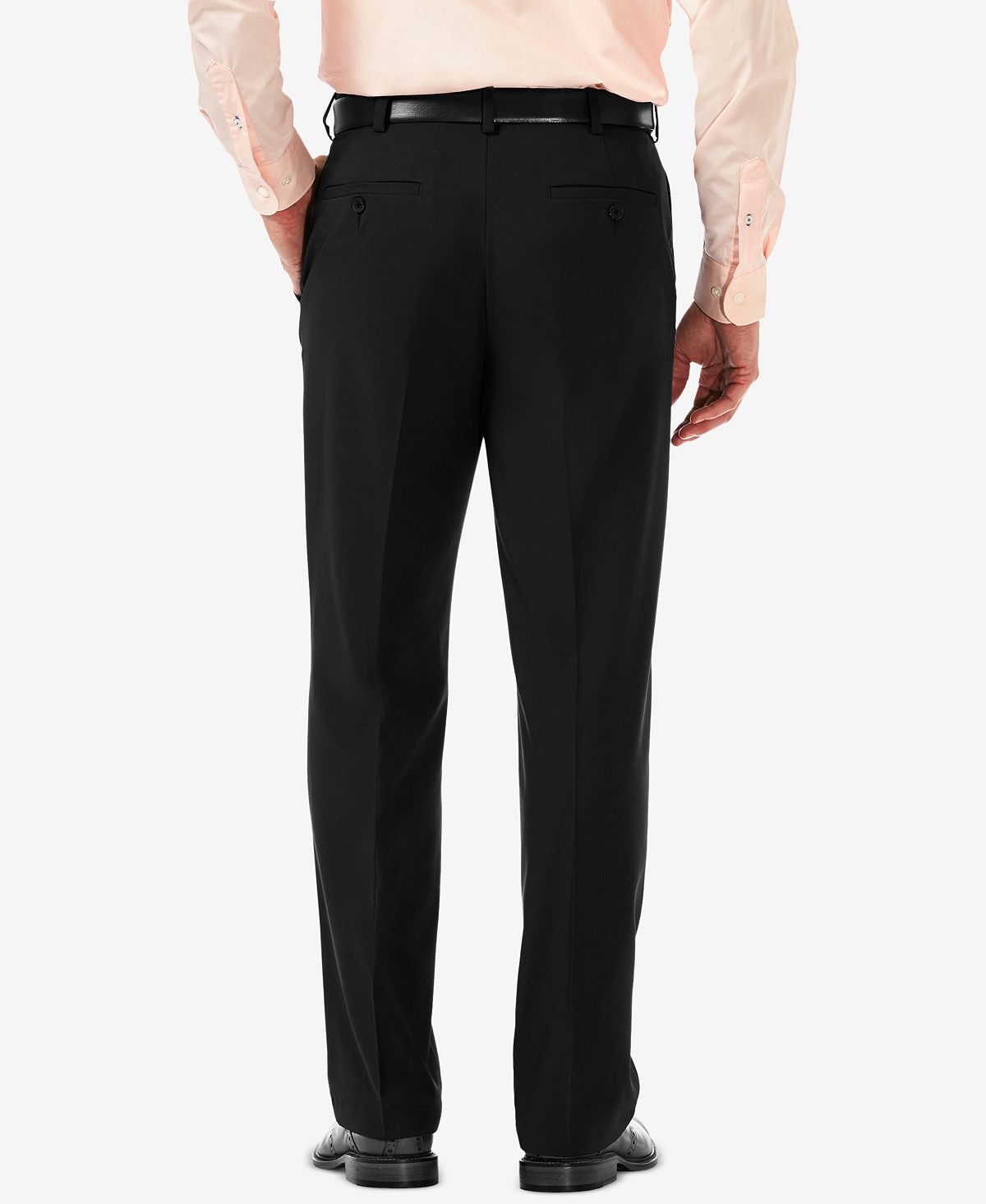 Haggar Cool 18 Pro Classic-fit Expandable Waist Pleated Stretch Dress Pants Black