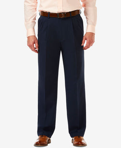 Haggar Cool 18 Pro Classic-fit Expandable Waist Pleated Stretch Dress Pants Navy thumbnail 1