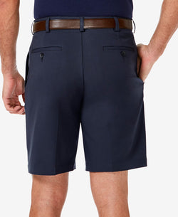 Haggar Cool 18 Pro Classic-fit Stretch Pleated 9.5" Shorts Navy thumbnail 3