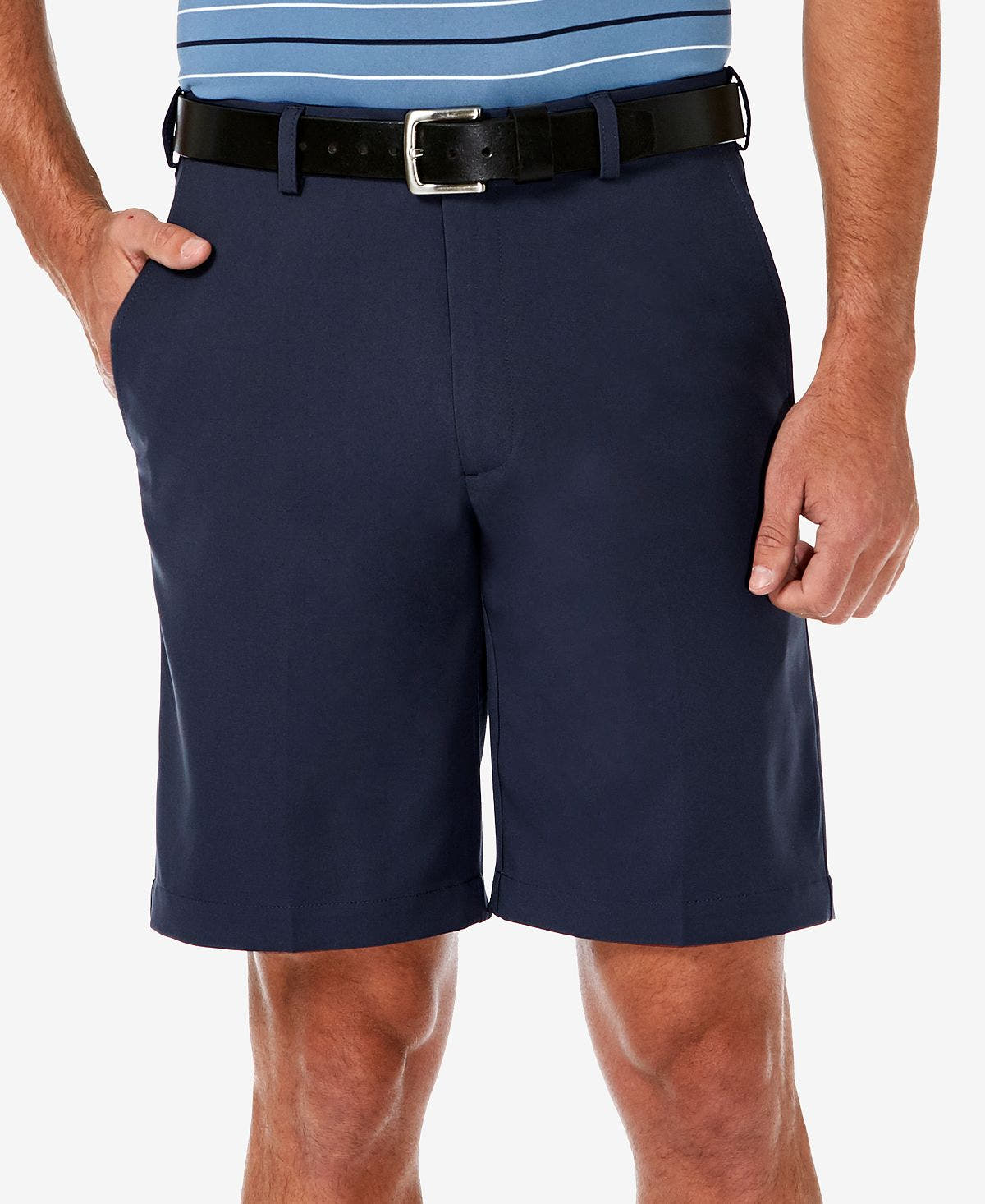 Haggar Cool 18 Pro Flat Front Classic-fit 9.5" Shorts Navy