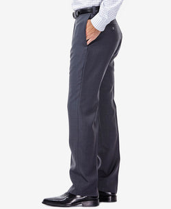 Haggar Eclo Stria Classic Fit Flat Front Hidden Expandable Dress Pants Medium Grey thumbnail 3