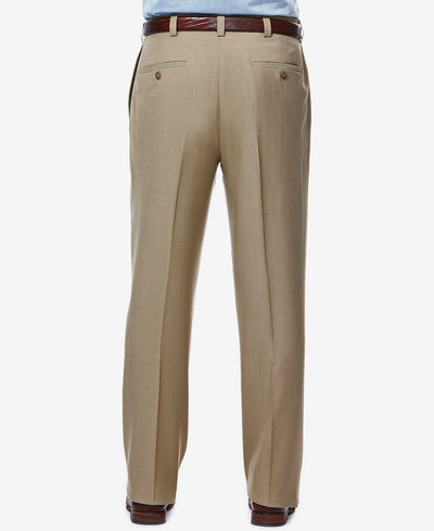 Haggar Eclo Stria Classic Fit Flat Front Hidden Expandable Dress Pants Taupe
