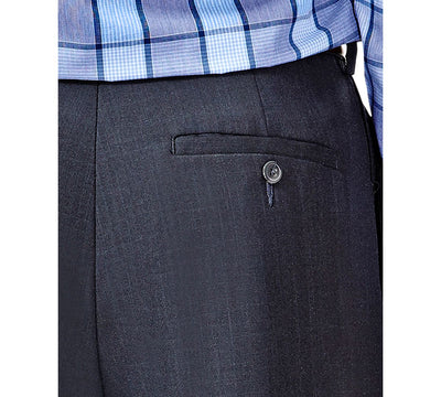 Haggar Eclo Stria Classic Fit Pleated Hidden Expandable Waistband Dress Pants Med Grey