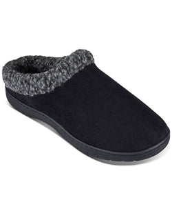 Haggar Faux-suede Clog Slippers With Fleece Collar Black thumbnail 1
