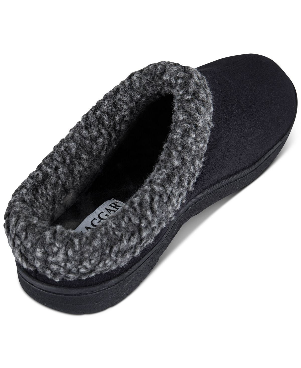 Haggar Faux-suede Clog Slippers With Fleece Collar Black