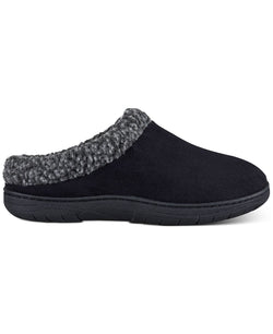 Haggar Faux-suede Clog Slippers With Fleece Collar Black thumbnail 3