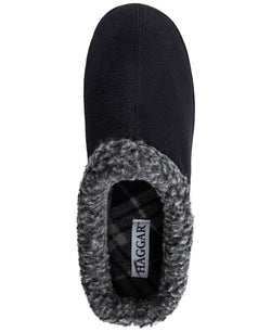 Haggar Faux-suede Clog Slippers With Fleece Collar Black thumbnail 4
