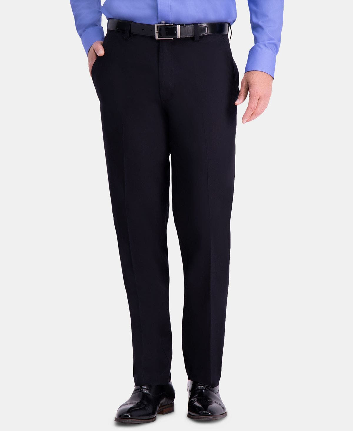 Haggar Premium Comfort Khaki Classic-fit 2-way Stretch Wrinkle Resistant Flat Front Stretch Casual Pants Black