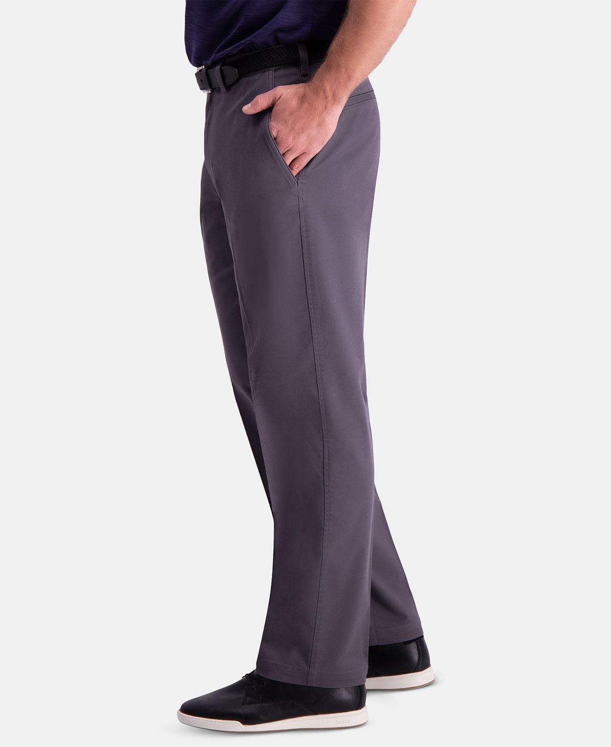 Haggar Premium Comfort Khaki Classic-fit 2-way Stretch Wrinkle Resistant Flat Front Stretch Casual Pants Charcoal