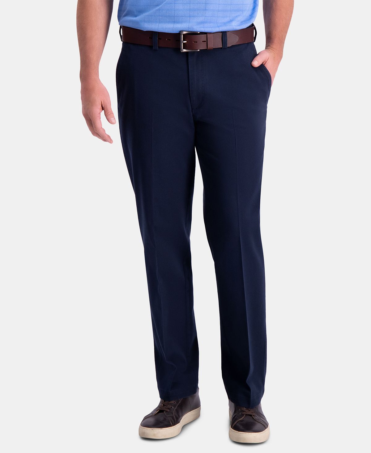 Haggar Premium Comfort Khaki Classic-fit 2-way Stretch Wrinkle Resistant Flat Front Stretch Casual Pants Dark Navy