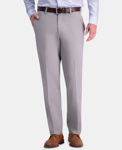 Haggar Premium Comfort Khaki Classic-fit 2-way Stretch Wrinkle Resistant Flat Front Stretch Casual Pants Light Grey thumbnail 1