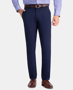 Haggar Premium Comfort Khaki Slim-fit 2-way Stretch Wrinkle-resistant Flat-front Casual Pants Dark Navy thumbnail 1