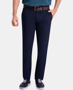 Haggar Premium Comfort Khaki Slim-fit 2-way Stretch Wrinkle-resistant Flat-front Casual Pants Dark Navy thumbnail 4