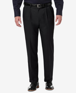 Haggar Premium Comfort Stretch Classic-fit Solid Pleated Dress Pants Black thumbnail 1