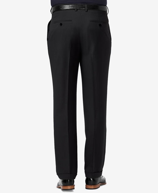 Haggar Premium Comfort Stretch Classic-fit Solid Pleated Dress Pants Black