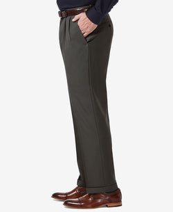 Haggar Premium Comfort Stretch Classic-fit Solid Pleated Dress Pants Charcoal thumbnail 4
