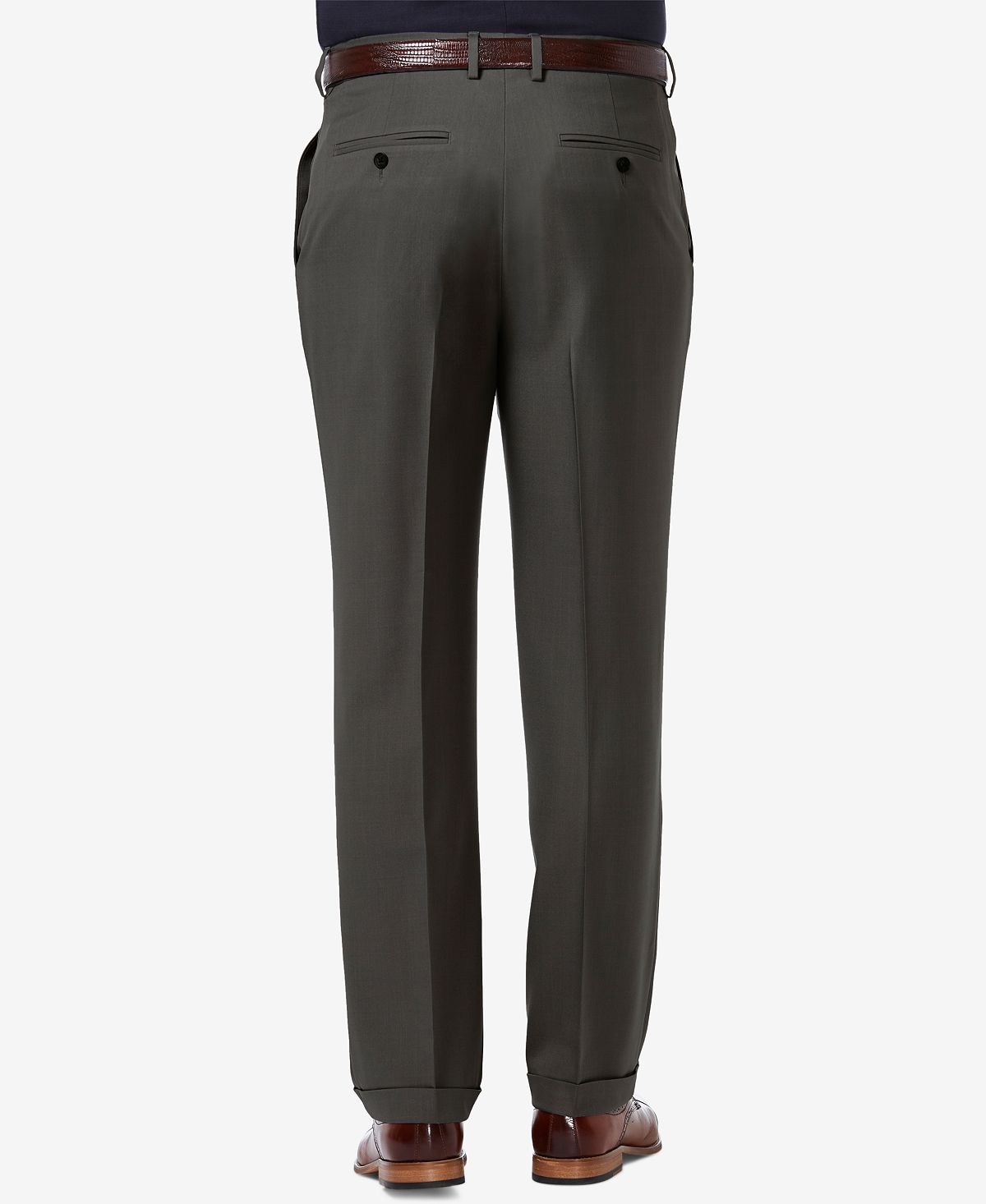 Haggar Premium Comfort Stretch Classic-fit Solid Pleated Dress Pants Charcoal