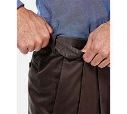 Haggar Premium No Iron Khaki Classic Fit Pleat Hidden Expandable Waist Pants Chocolate thumbnail 4