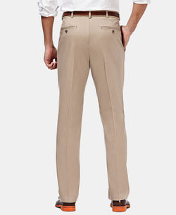 Haggar Premium No Iron Khaki Classic Fit Pleat Hidden Expandable Waist Pants Sand thumbnail 2